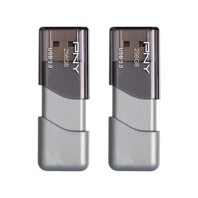 PNY P-FD256X2TBOP-MP 256GB Turbo Attaché 3 USB 3.0 Flash Drive,Silver (Pack of 2)