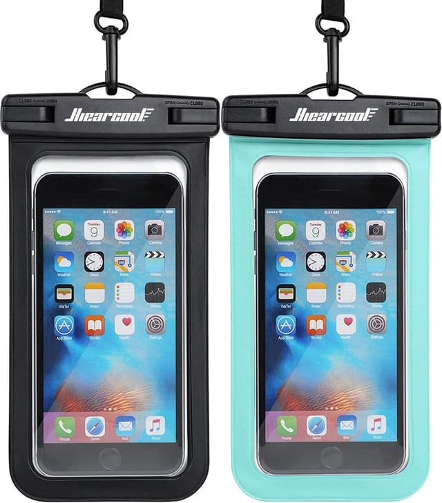 Hiearcool Waterproof Phone Pouch, IPX8 Waterproof Phone Case for iPhone 17/16/15/14 Pro Max, Cell Phone Dry Bag for Beach & Cruise Essentials, Touch Screen, Lanyard Included, 2 Pack (Fits Up to 8.9”)