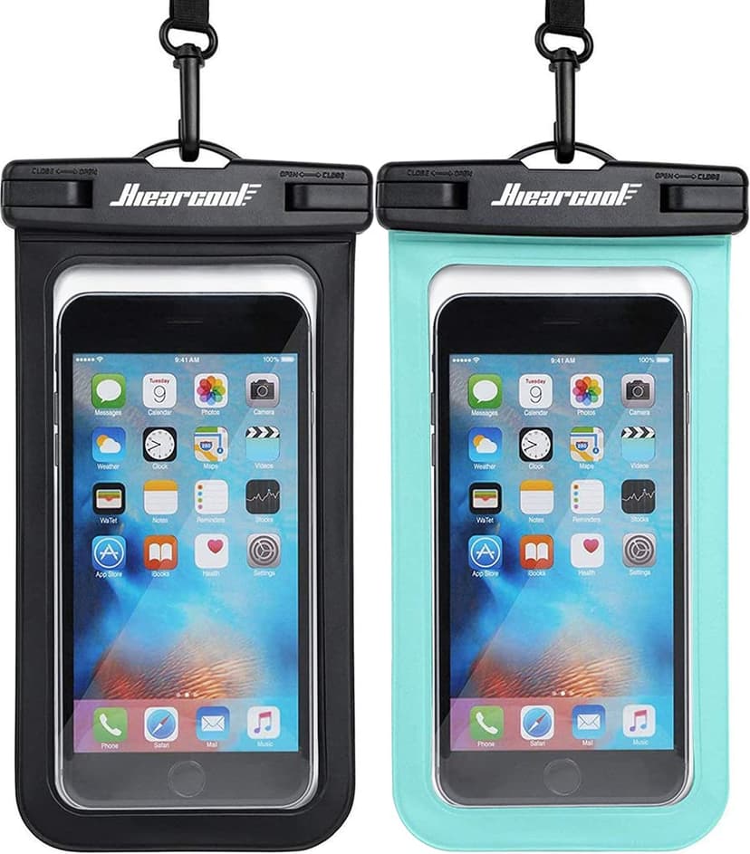 Hiearcool Waterproof Phone Pouch, IPX8 Waterproof Phone Case for iPhone 17/16/15/14 Pro Max, Cell Phone Dry Bag for Beach & Cruise Essentials, Touch Screen, Lanyard Included, 2 Pack (Fits Up to 8.9”)