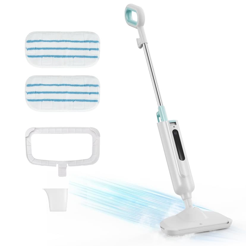 NEWBULIG Steam Mop for Hardwood/Tile/Carpet, Lightweight Steamer Cleaner for Floor Cleaning, 16.4 FT Cord and 2 Washable Pads