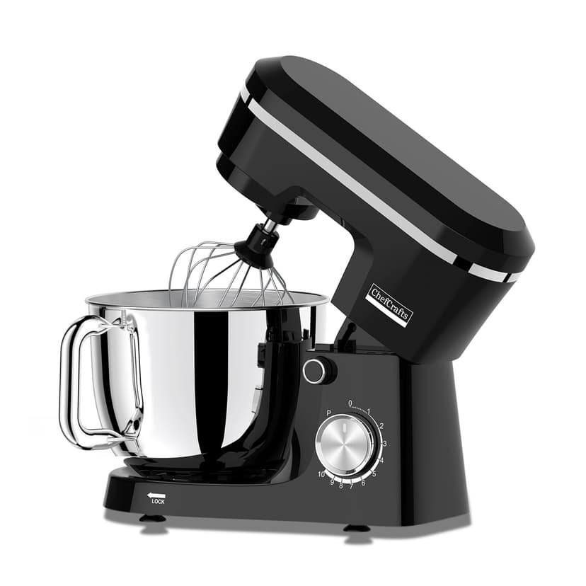 Electric Stand Mixer with 6.5QT Bowl with Handle, Household Food Mixer, Kitchen Mixer with Tilting Head for Bread Dough and Cake with Dough Hook, Whisk, Splash Guard and Egg Separator (Black)