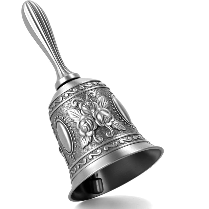DomeStar Silver Hand Bell – Loud Call Bell for Bedside, Dinner, Wedding, Christmas & Holiday Party