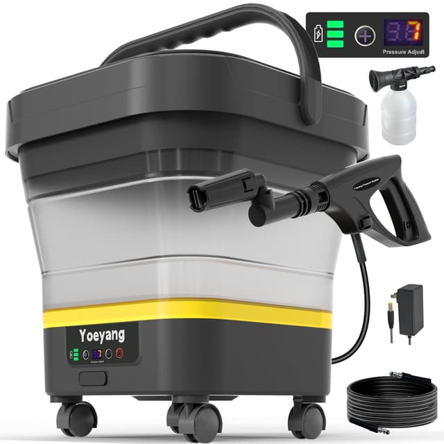 Portable Cordless Pressure Washer with Tank: 1200 PSI Foldable Power Washer – 3.4 Gal Tank, 7-Level Adjustable Sprayer & 360° Nozzle – Compact Electric Cleaner for Car, Garden, Patio, Camping