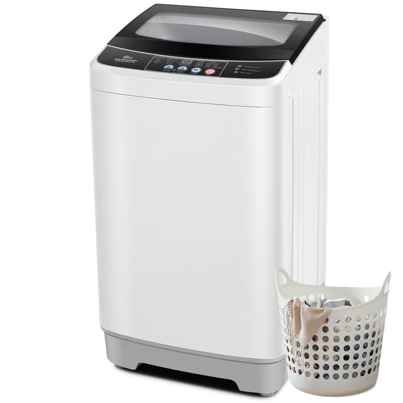 Nictemaw Portable Washing Machine 17.8Lbs 2.4 Cu.ft Full Automatic Washer Machine with 10 Programs and 8 Water Levels Small Washing Machine for Apartment, Rv, Home, Glass Cover
