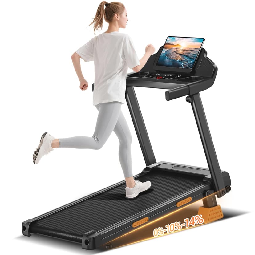 14% Treadmills for Home with Handle, 3 in 1 Portable Treadmill with Incline, Foldable Treadmills with Three Screen, 12 Preset Programs, 400LBS