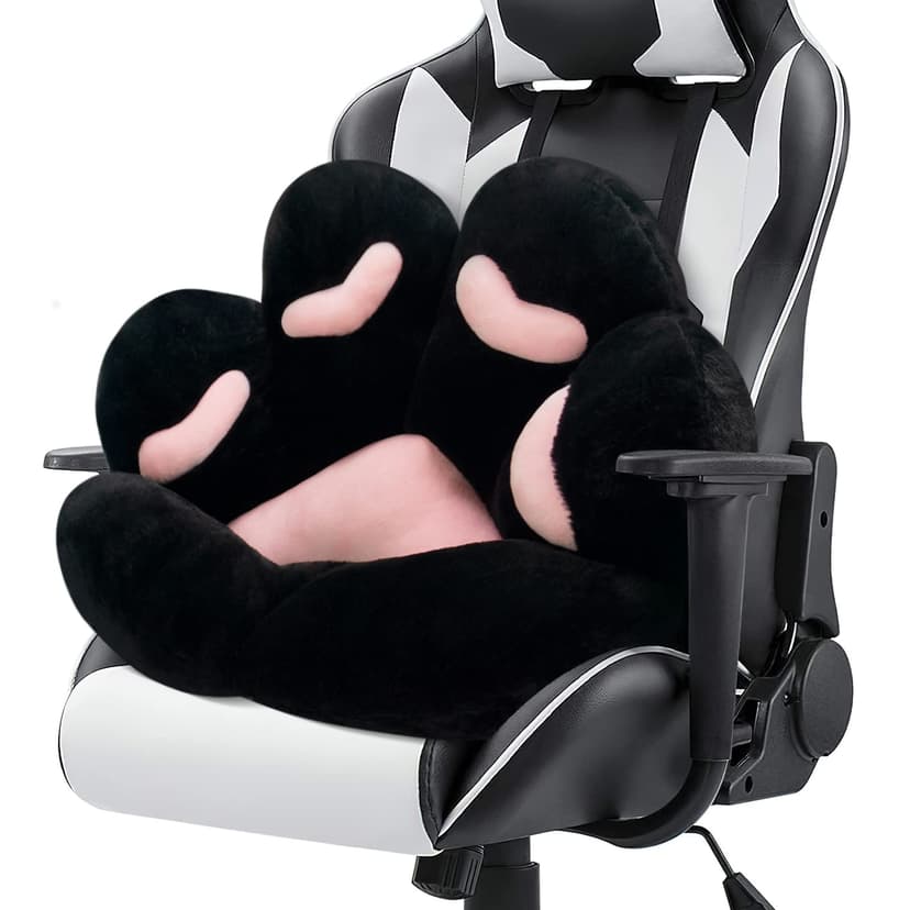 MOONBEEKI Cat Paw Cushion Chair Comfy Kawaii Plush Seat Cushions Shape Lazy Pillow for Gamer Chair 28"x 24" Cozy Floor Cute Seat Kawaii for Girl Worker Gift, Dining Room Bedroom Decorate Black