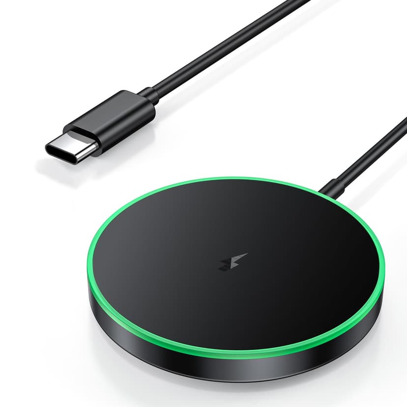 Magnetic Wireless Charger 15W Mag Safe Charger-Fast Charging Pad Compatible with iPhone16/15/14/13/12 Series & Airpods 2 3 Pro-LED Mag-Safe Pad with Dual Charging Ports Original Replacement（Black）