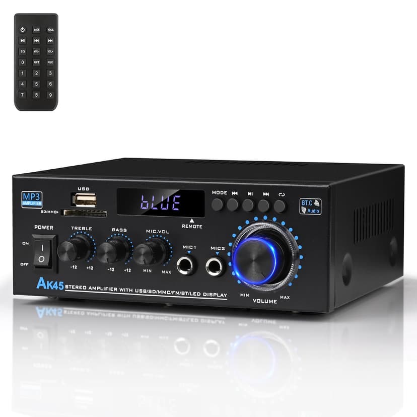 Stereo Audio Amplifier 2026 Upgraded AK45 Bluetooth Receiver for Home Stereo, 400W 2 Channel Wireless Bluetooth 5.0 Power Amplifier System with FM Radio, USB, SD Card, and Remote Control