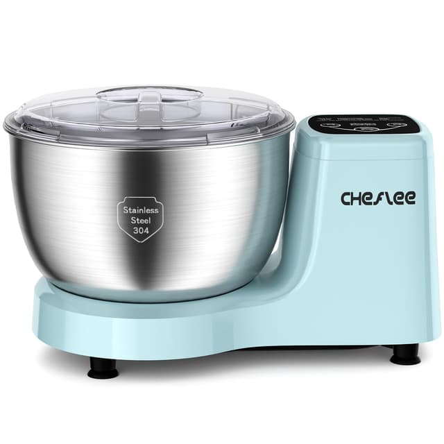 CHeflee Electric Dough Maker 250W,5.5 QT Smart Kneading and Fermenting Mixer Machine,Adjustable Time, 304 Stainless Steel Bowl,Blue