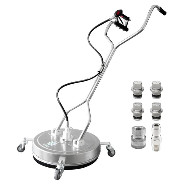 janz 20" Pressure Washer Surface Cleaner with 4 Wheels,Dual Handle,Stainless Steel Housing, 4 Replacement Nozzles and 2 Hose Adapters,Ideal for Driveways, Sidewalks,Patios,Decks Cleaning