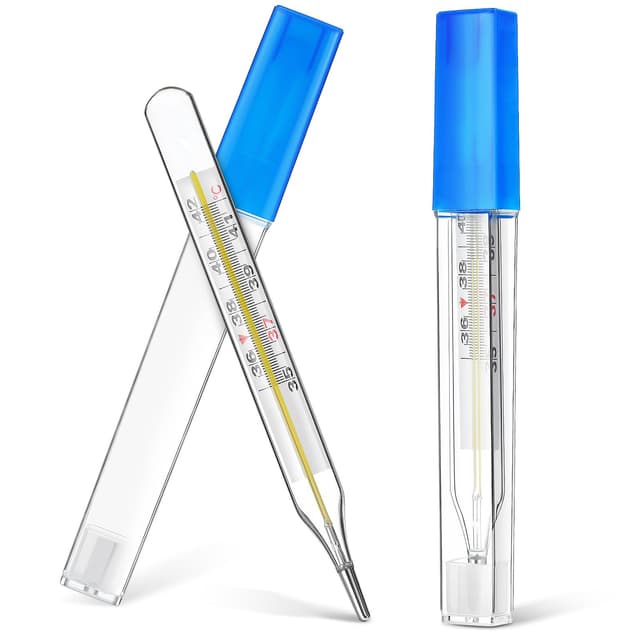 MAGICLULU 2Pc Glass Oral Temperature Adult Free Clinic Armpit Fast Reading Fever Indicator (℃ Large)