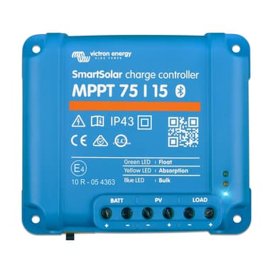 Victron Energy SmartSolar MPPT Solar Charge Controller (Bluetooth) - Charge Controllers for Solar Panels - 75V, 15 amp, 12/24-Volt