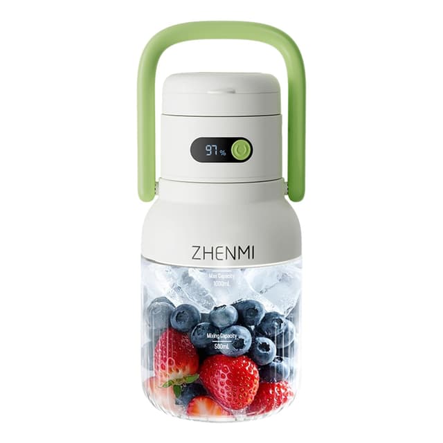 ZHENMI Portable Blender, Personal Blender for Smoothies & Shakes, Cordless, 33oz BPA-Free Vessel, 18000RPM Motor, Leakproof Lid with Sip Spout, USB-C Rechargeable, Easy-to-Clean Parts (Green)