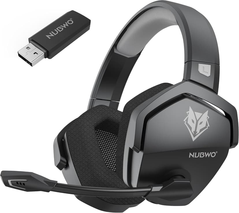 NUBWO Wireless Gaming Headset with Mic for Ps5 Ps4 PC, Zero Interference, 100-Hour Battery All-Day Play, 23ms Sync​ for Fortnite & Call of Duty/FPS Gamers, Triple Mode All Devices Compatible - Gray