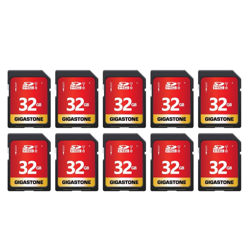 GIGASTONE 32GB SD Card 10-Pack UHS-I U1 Class 10 SDHC Memory Card High-Speed Full HD Video Compatible with Canon Digital Camera, SPYPOINT TACTACAM WOSPORTS Trail Camera, with 10 Mini Cases