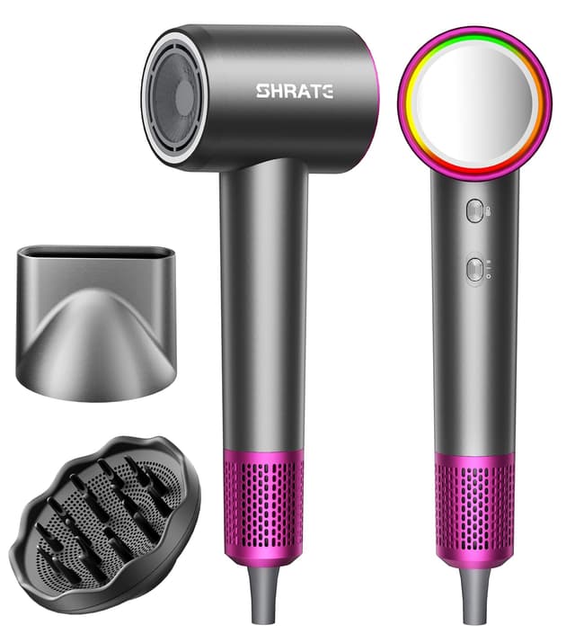 SHRATE Professional High Speed Ionic Hair Dryer | Ultra-Fast Drying | 500 Million Negative Ions | Low Noise | 160000 RPM | Compact Blow Dryer with Magnetic Diffuser for Faster Drying All Hair Types