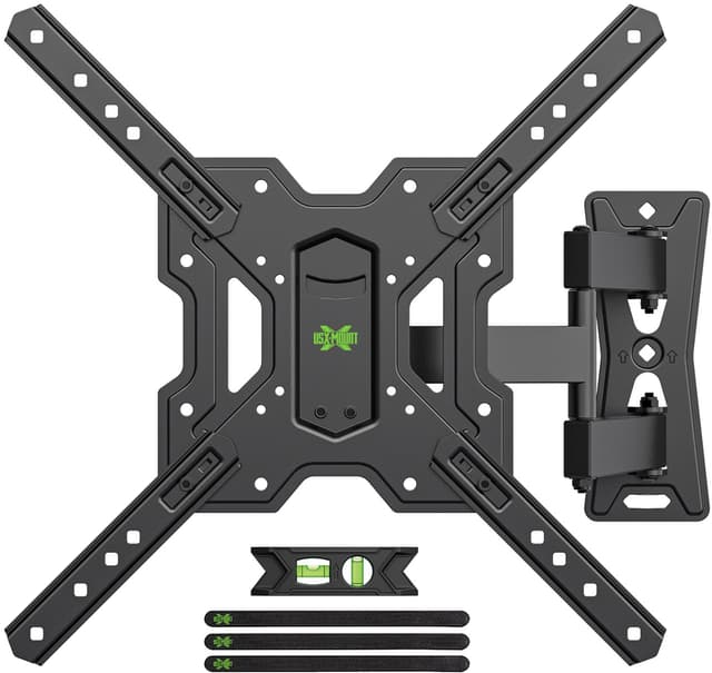 USX MOUNT UL Listed Full Motion TV Mount, Swivel Articulating Tilt TV Wall Mount for 26-65 Inch LED, 4K, Wall Mount Bracket with VESA 400x400mm Up to 77lbs, Perfect Center Design -XMM006-1