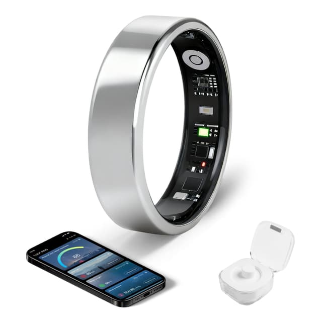 Smart Ring - Free Heart Rate SpO2 Sleep Tracker | No Subscription | IP68 Waterproof Fitness Tracker | 24/7 Activity Monitor | Step Counter & Stress Tracking | Sleep & Workout Accessory silver11