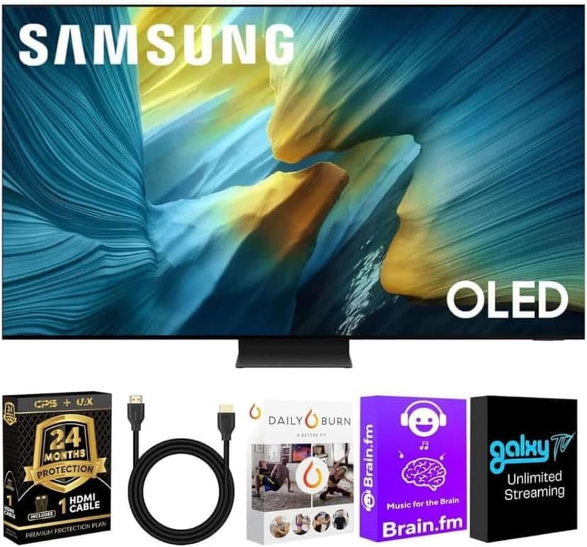 Samsung QN65S95FAFXZAOLED S95F 65-Inch QD-OLED 4K Smart TV with Quantum Dot HDR Pro, Glare-Free Screen, 165Hz Refresh Rate, Dolby Atmos, Alexa Built-in + UAX HDMI Cable + CPS 2-Year Protection Plan