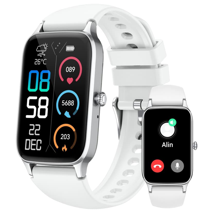 Smart Watch for Men Women, 1.57" Smartwatch (Answer/Make Call), 2025 NEW Fitness Tracker with 110 Sport Modes, Heart Rate/Sleep Monitor, IP68 Waterproof, Pedometer, Fitness Watch for Android iOS White