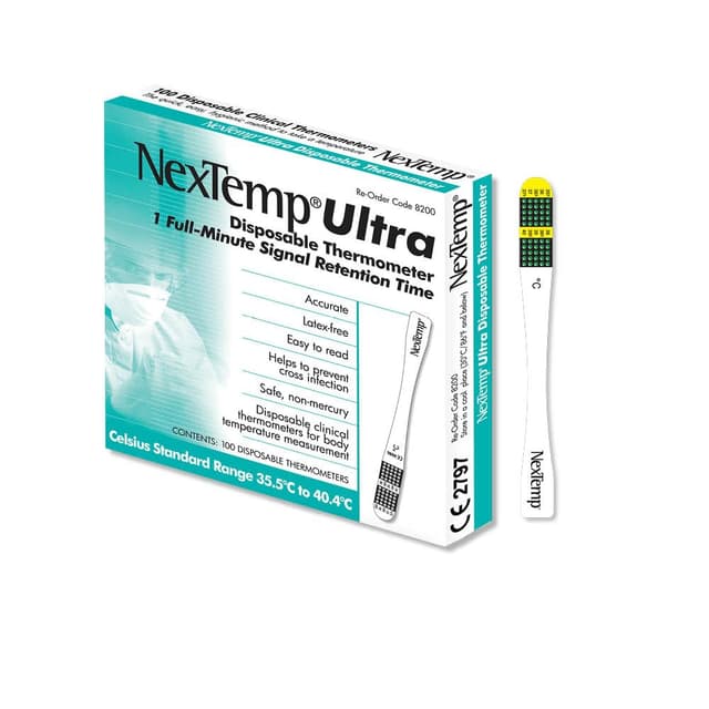NexTemp Ultra Single-Use Thermometers: Individually Wrapped 100-pack, Provides Superior Accuracy and Maximum Infection Control. Perfect for Businesses, Schools, First-Aid, Home, and Travel! (Celsius)
