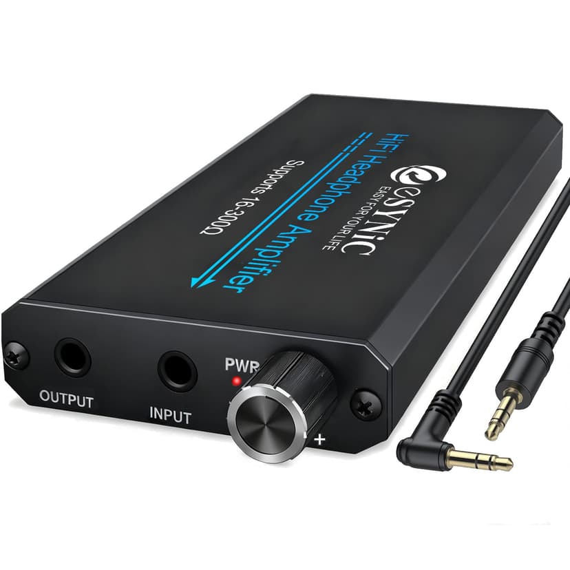 eSynic 16-300 Ohms Portable Headphone Amplifier-1000mAH Rechargeable Headphone Amp with Gain Switch & Volume Control-Aluminum Alloy 3.5MM AUX Audio Amplifier for Phone/Laptops/PC/MP4/Gaming Consoles