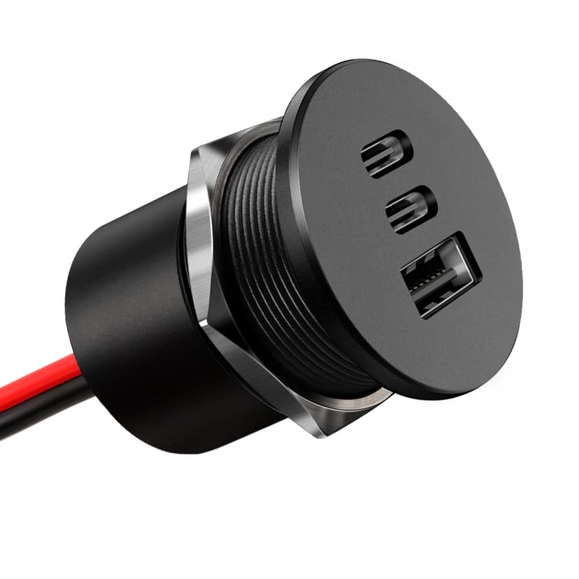 Acegoo 78W 12V USB Outlet, Dual 30W PD3.0 Type-C & 18W QC3.0 Aluminum Car Charger Socket, Multi Port Fast Charging Replacement Socket Accessories for RV Camper Trailer Truck Boat (1 Pcs)