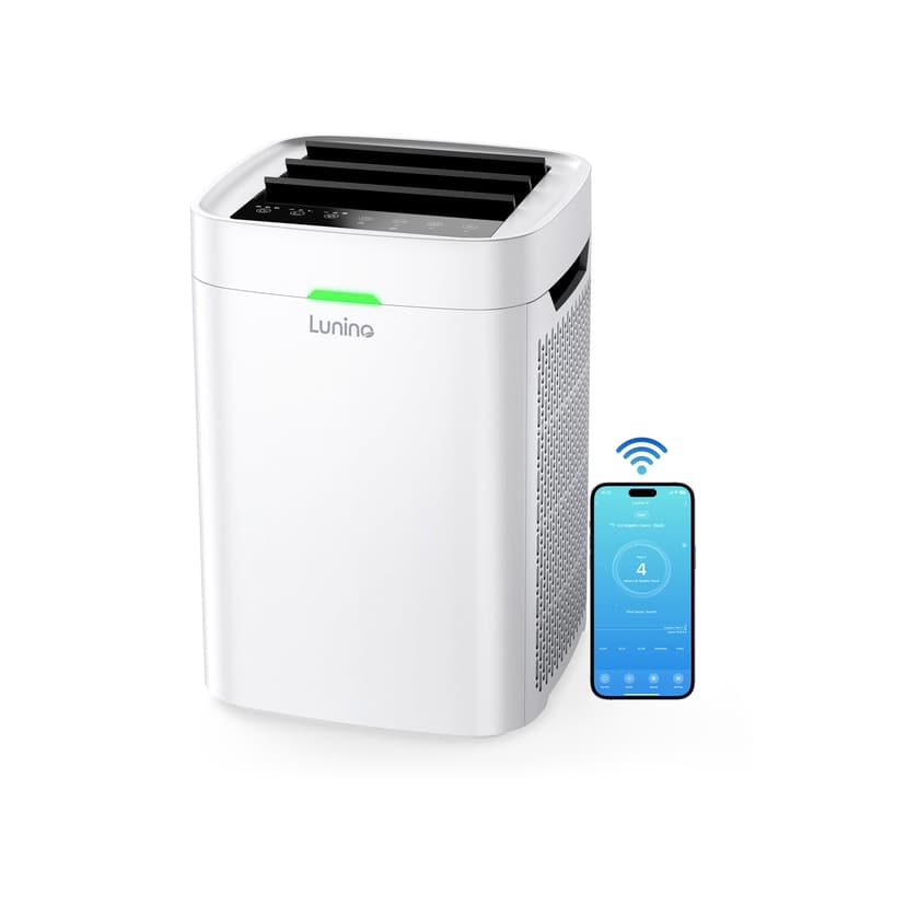 Lunino Air Purifiers for Home Large Room up to 2400 Ft², Double-Sided HEPA Air Purifier with Washable Pre-filter, Smart WiFi, PM 2.5 Air Quality Monitor, 3 Fan Modo, for Pets Hair, Dust, Pollen, Smoke