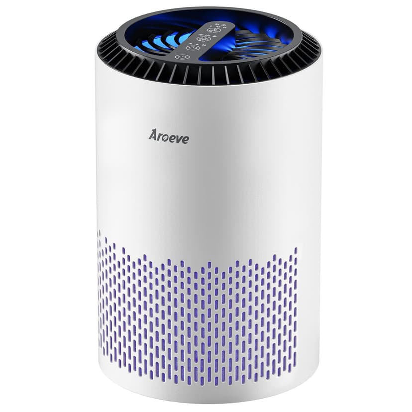 AROEVE Air Purifiers for Bedroom Home, Air Purifier For Smoke Pollen Dander Hair Smell Air Cleaner with Sleep Mode Speed Control For Bedroom Office, MK01- White(Available for California)