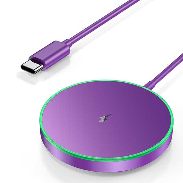UMEIJA Magnetic Wireless Charger 15W Charger-Fast Charging Pad Compatible with iPhone16/15/14/13/12 Series & Airpods 2 3 Pro-LED Pad with Dual Charging Ports Original Replacement（Purple）
