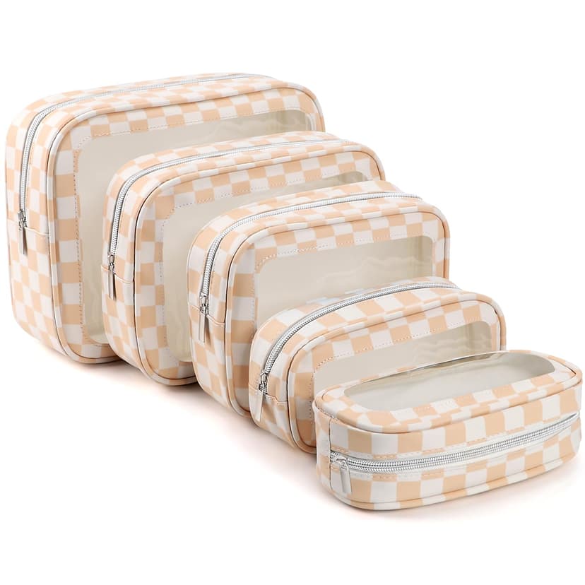 YOPCDJ 5PCS Diaper Bag Organizer Pouch Set, TSA Approved Toiletry Bag，Clear Waterproof TPU Makeup Bag Set Travel Organizer Bags for Women and Kids