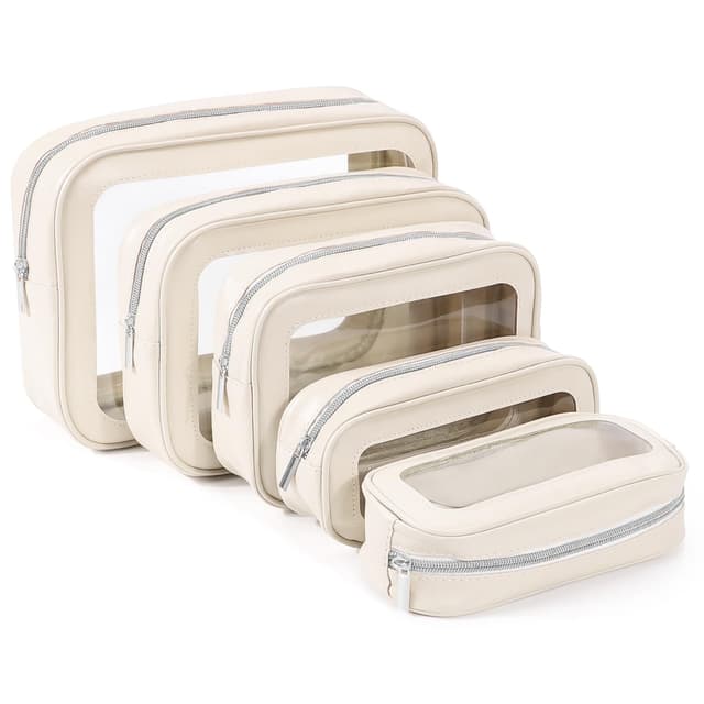 YOPCDJ 5PCS Diaper Bag Organizer Pouch Set, TSA Approved Toiletry Bag，Clear Waterproof TPU Makeup Bag Set Travel Organizer Bags for Women and Kids,Mothers Day Gifts