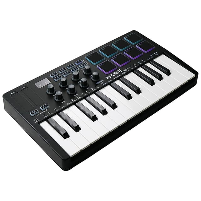 M-VAVE 25 Key USB MIDI Keyboard Controller With 8 Backlit Drum Pads,Piano Keyboard Wireless Semi Weighted Professional Dynamic Keybed 8 Knobs,Software Included