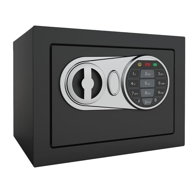 Goldenkey Small Safe Box for Money, Digital Mini Safe Box with Keys&Code for Cash and Coin, Security Home Safes for Kids Personal Items, 6.69"D x 9.05"W x 6.69"H, 0.236 Cu.Ft.