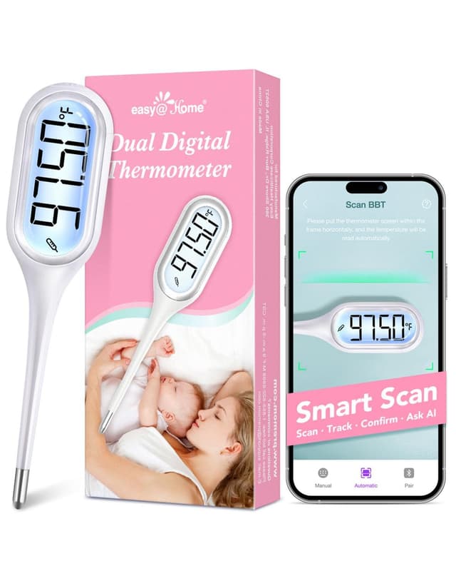Easy@Home Basal Thermometer for Ovulation Tracking: 1/100th Degree Precision, Dual Mode - Accurate BBT & Fast Read for Fever | 30 Memory Recall, Premom App OCR Scan | EBT-013