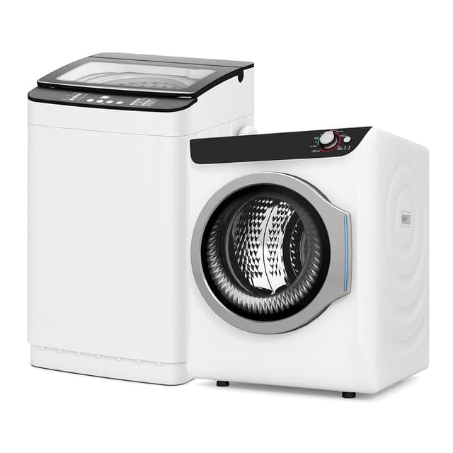 Auertech Portable Washer and Dryer Combo Set, 28 lbs Fully Automatic Washing Machine with Stainless Steel Inner Tub, 2.6 Cu.Ft Portable Dryers, Compact Washer and Dryer for Apartment, RV, Dorm
