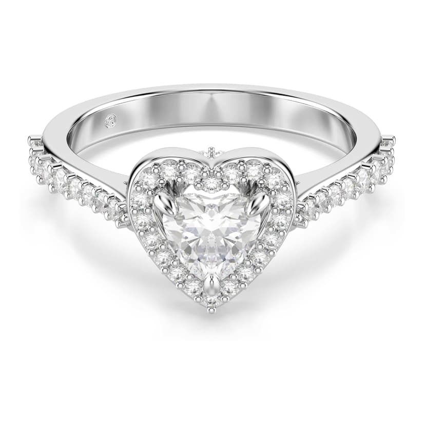Swarovski Una Angelic motif ring, Mixed cuts, Heart, White, Rhodium plated