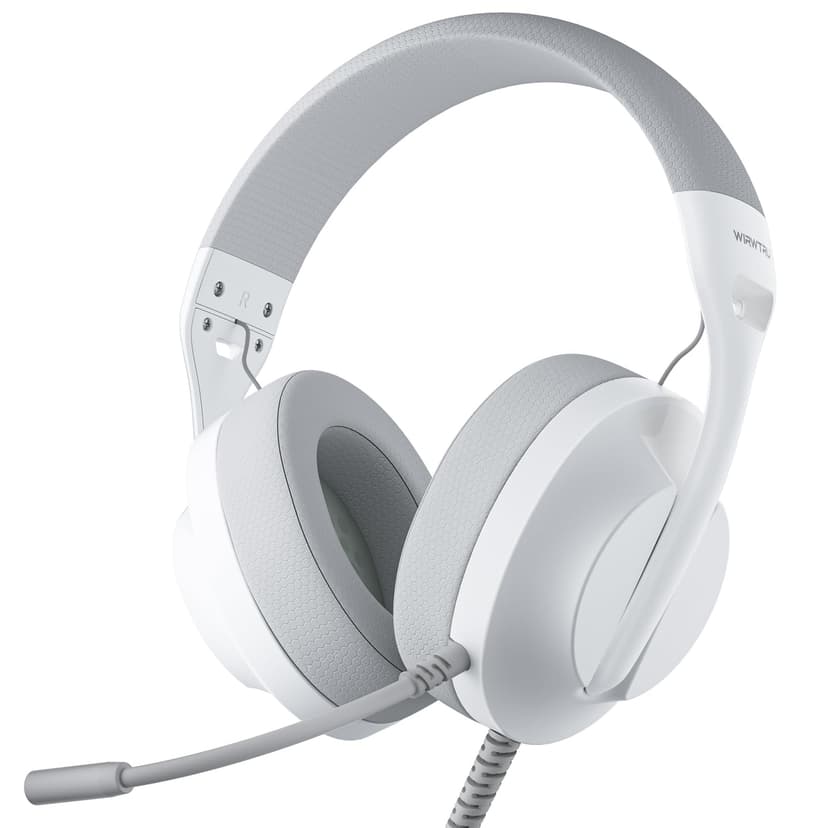 WIRWTRU S30 Gaming Headset with Microphone,198g Lightweight Design, Wired Gaming Headphones for Xbox, Xbox Series X|S, PS5, PS4, Switch, PC, Noise Cancelling Mic, Soft Earmuffs (White)