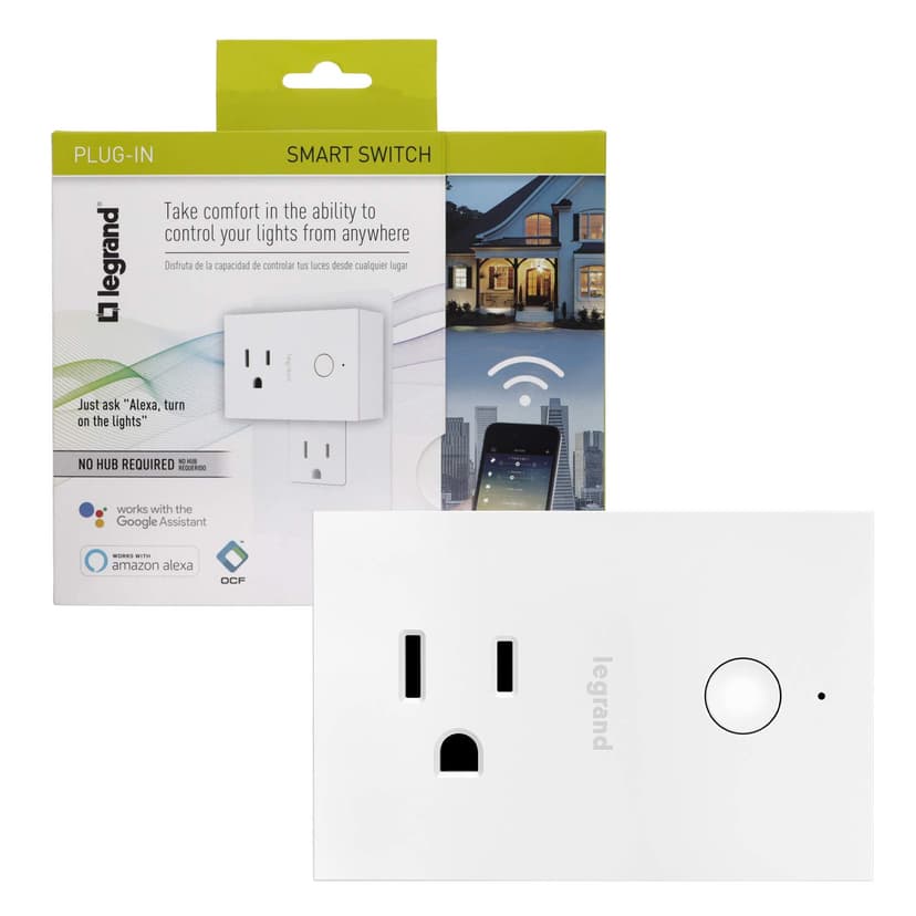 Legrand radiant WWP10CCV2 Wi-Fi Enabled Smart Plug-In Switch, White (1 Count)