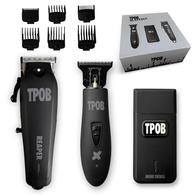 TPOB Slime 2 Black Clipper Trimmer Shaver Set Barber Hair Clippers for Men 6800 RPM with Rubber Case