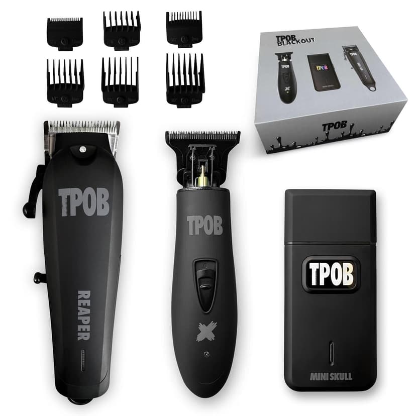 TPOB Slime 2 Black Clipper Trimmer Shaver Set Barber Hair Clippers for Men 6800 RPM with Rubber Case