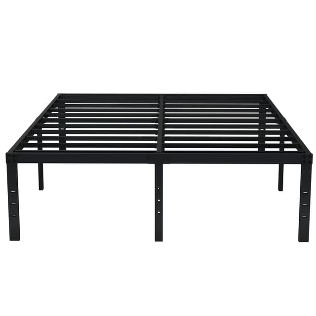 EMODA 18 Inch Tall Full Size Bed Frame with Large Storage Space, Easy Assembly Heavy Duty Metal Platform No Box Spring Needed, Noise Free, Black