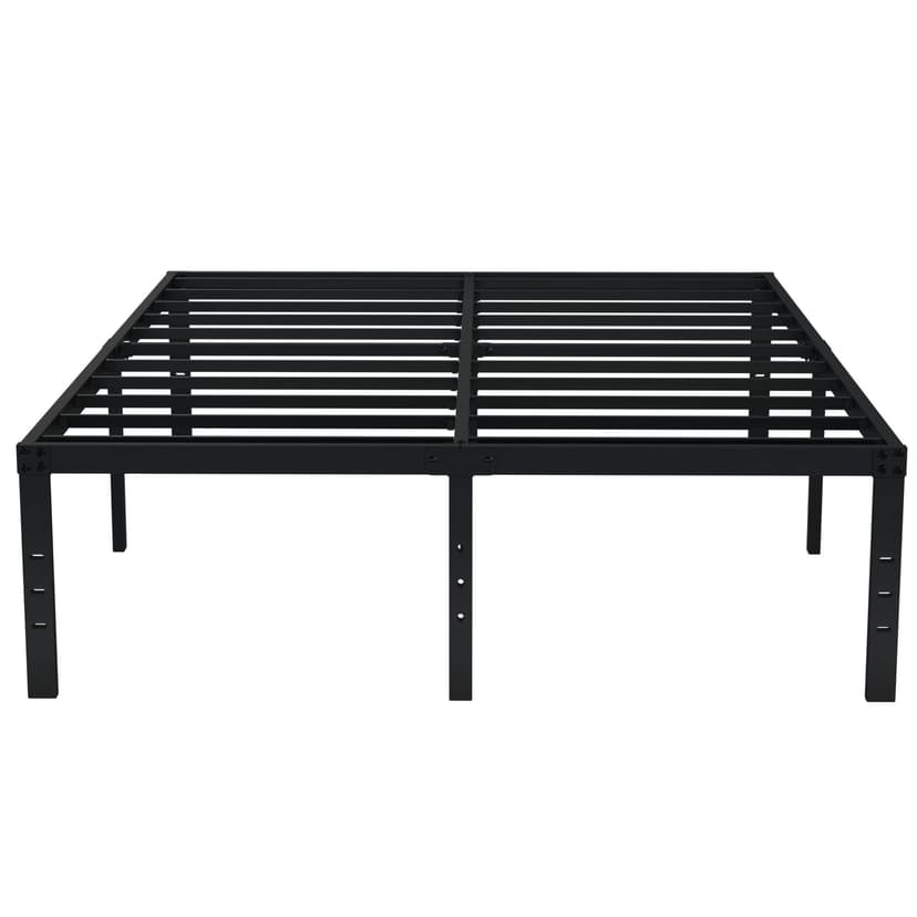 EMODA 18 Inch Tall Full Size Bed Frame with Large Storage Space, Easy Assembly Heavy Duty Metal Platform No Box Spring Needed, Noise Free, Black