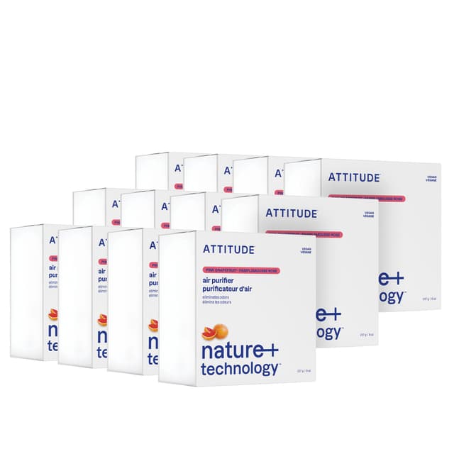 ATTITUDE Odor Eliminator with Activated Carbon, Plant-Based Air Purifier, Vegan, Pink Grapefruit Scent, 8 Ounces (Pack of 12)