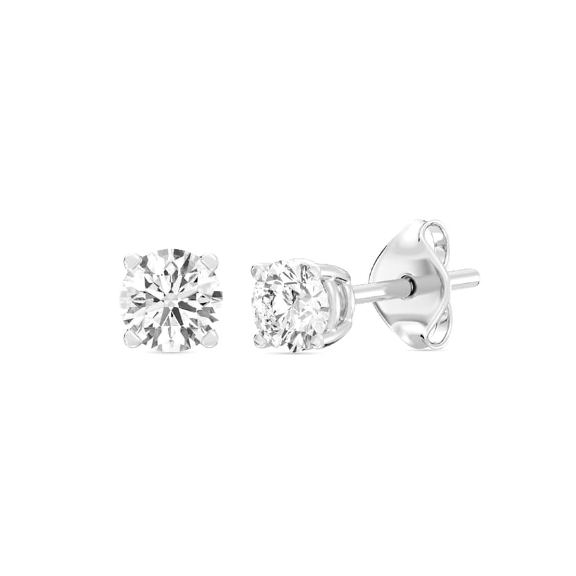 Gilded 1 Carat Total Weight Lab-Grown Diamond Stud Earrings for Women| 925 Sterling Silver Studs | Hypoallergenic Fine Jewelry | 4-Prong Basket, Push Back Nut | SI1 Clarity, F Color, Round Cut