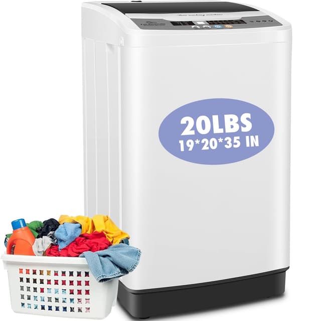 Nictemaw Portable Washing Machine, 20Lbs Capacity Full-Automatic Portable Washer Machine, 2.8Cu.ft Compact Washing Machine with 10 Programs & 8 Water Levels Laundry Machine Apartments, Dorms, RVs