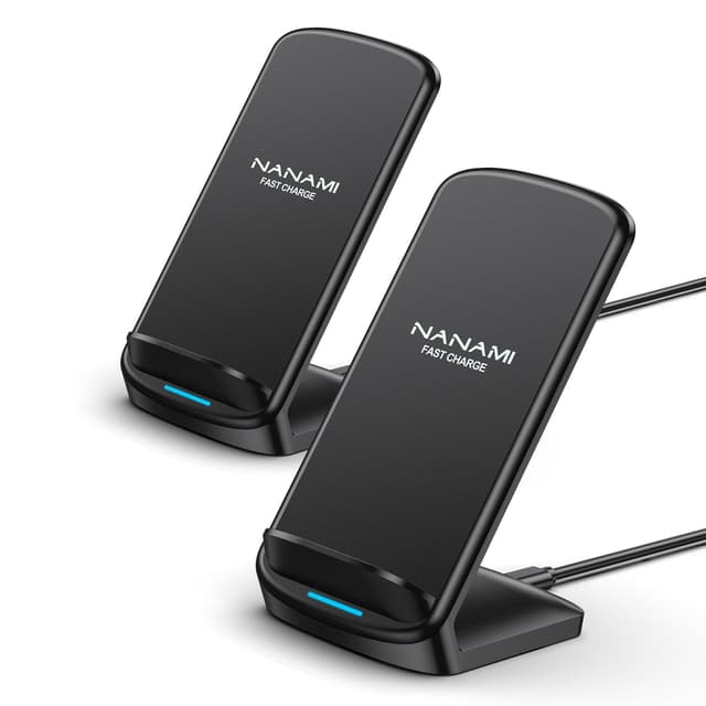 NANAMI Wireless Charger [2 Pack] - 10W Qi-Certified Fast Wireless Charging Stand for iPhone 17/17 Air/16/16 Plus/15/14/13/12,Cordless Phone Charger for Samsung Galaxy S25/S25 Ultra/S24/S23/S22,Pixel 6