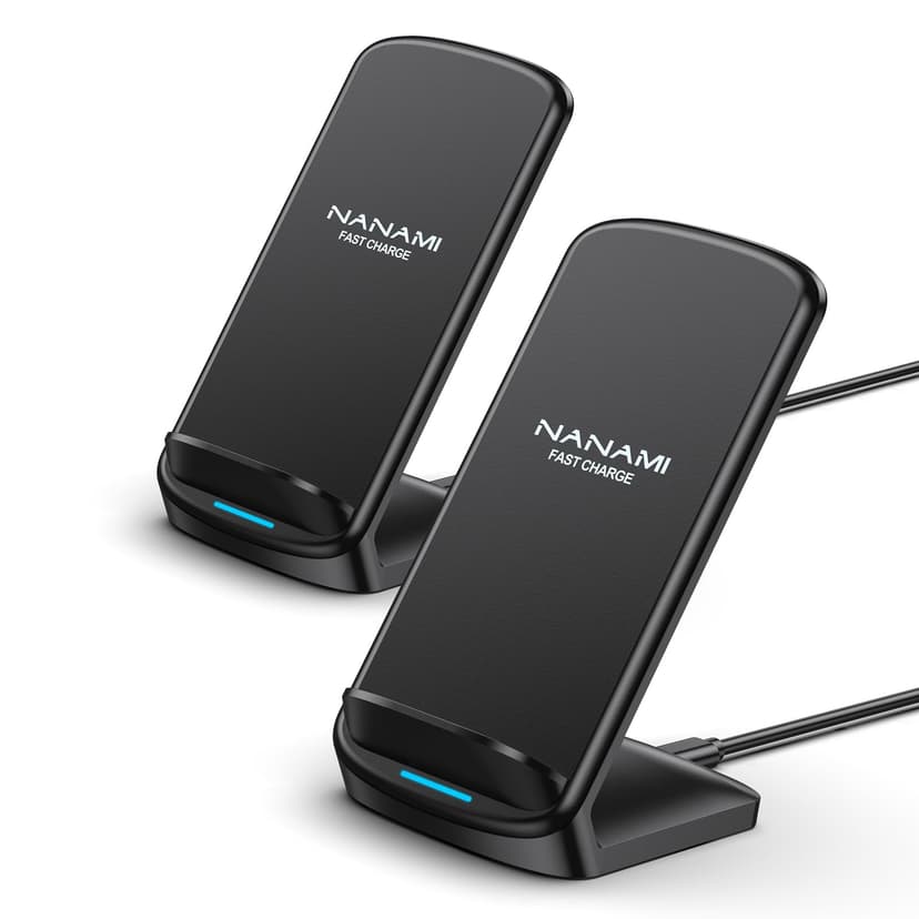 NANAMI Wireless Charger [2 Pack] - 10W Qi-Certified Fast Wireless Charging Stand for iPhone 17/17 Air/16/16 Plus/15/14/13/12,Cordless Phone Charger for Samsung Galaxy S25/S25 Ultra/S24/S23/S22,Pixel 6