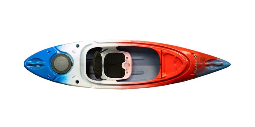 Perception Kayaks Flash 9.5 | Sit Inside Kayak for Fishing and Fun | Two Rod Holders | Multi-Function Dash | 9' 6" | Red White Blue