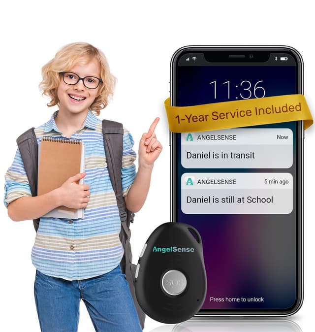 AngelSense Safety Monitor with 1-Year Service Included | GPS Tracker for Kids Autism, Special Needs and Elderly with Dementia | Real-Time Tracking, Alerts, 2-Way Speakerphone & SOS